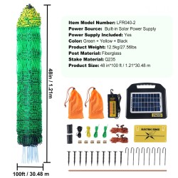 Sähköinen aitaverkko aurinkolaturilla PE-muovi ja ruostumaton teräslanka 48 tuumaa 30,5 m