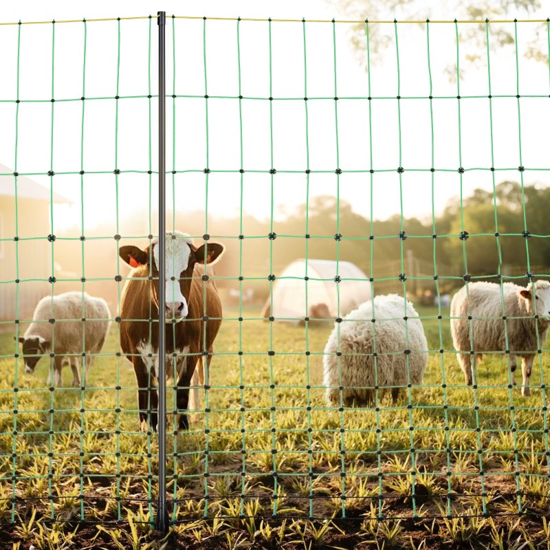 Sähköinen PE-aitausverkko 1,06 x 49,98 m lasikuitupylväillä eläimille