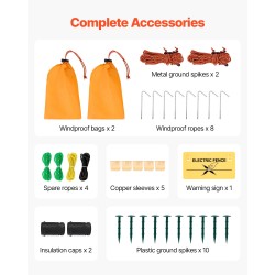 Sähköinen aitausverkko 1,27 m x 50 m PE-muovi ja ruostumaton teräs lasikuitutolpilla