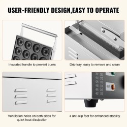 Donitsikone ruostumatonta terästä 12 donitsia 1550 wattia kaksoispuoleinen lämmitys tarttumaton pinta