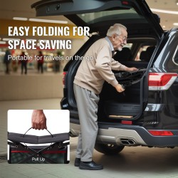 Rollaattori kokoontaitettava kevyt alumiinirunko nelipyöräinen istuimella säädettävä työntökahva kantavuus 136 kg