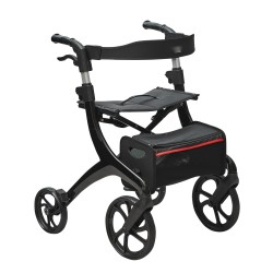 Rollaattori kokoontaitettava kevyt alumiinirunko nelipyöräinen istuimella säädettävä työntökahva kantavuus 136 kg