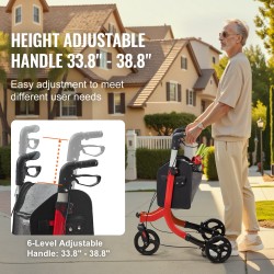 Alumiininen kolmipyöräinen taittuva rollaattori 8 tuuman pyörillä kantavuus 118 kg