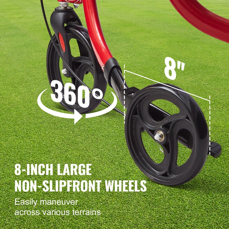 Alumiininen kolmipyöräinen taittuva rollaattori 8 tuuman pyörillä kantavuus 118 kg