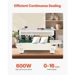 Pussinsuljin kuljetinhihnalla saumaleveys 6–12 mm digitaalinen lämpösäätö 0.02–0.8 mm muovipusseille