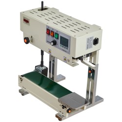 Pystysuuntainen jatkuvatoiminen pussinsulkukone muovipusseille 0 03 0 8 mm sauman leveys 6 12 mm