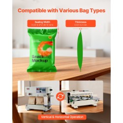 Pystysuuntainen jatkuvatoiminen pussinsulkukone muovipusseille 0,03–0,8 mm sauman leveys 6–12 mm