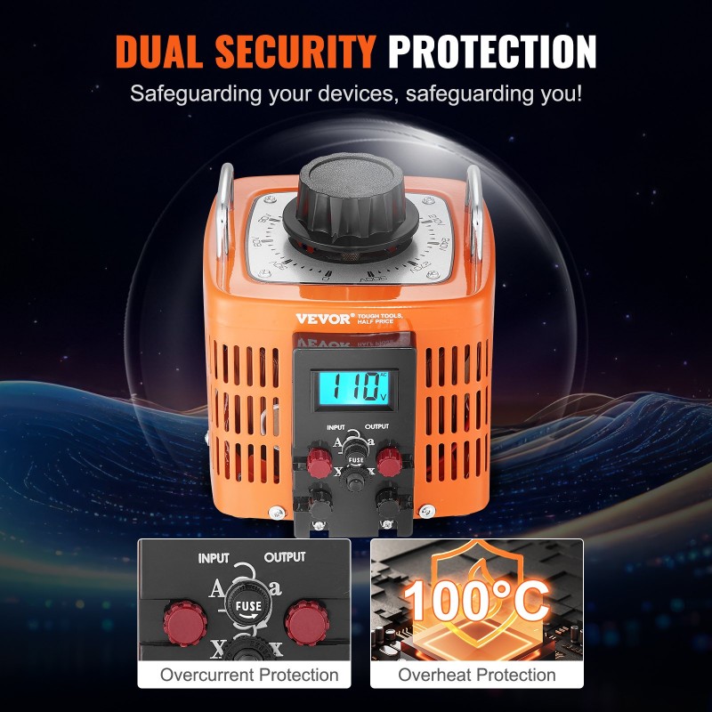 Säädettävä jännitemuuntaja 2000VA 230V tulo 0–300V lähtö nestekidenäyttö 4 lisäsulaketta