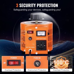 Säädettävä jännitemuuntaja 1000VA 230V sisään 0–300V lähtö metallikotelo 4 varasulaketta