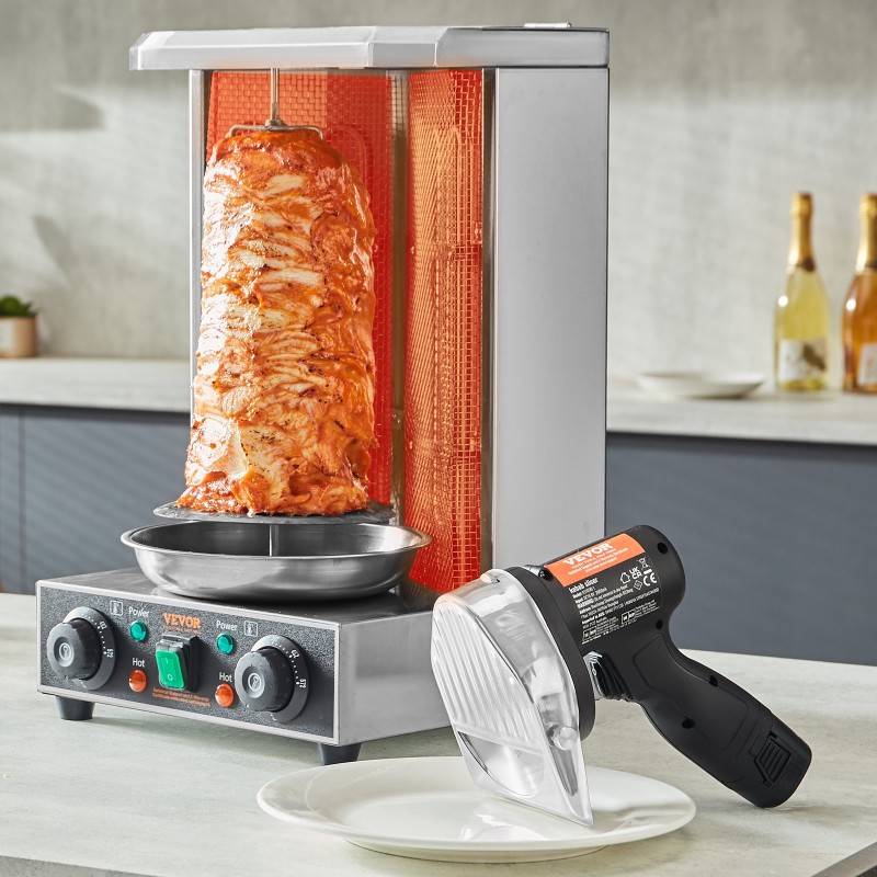 Sähköinen langaton kebableikkuri 80W ruostumatonta terästä 100mm 2 terää 0–8mm säädettävä