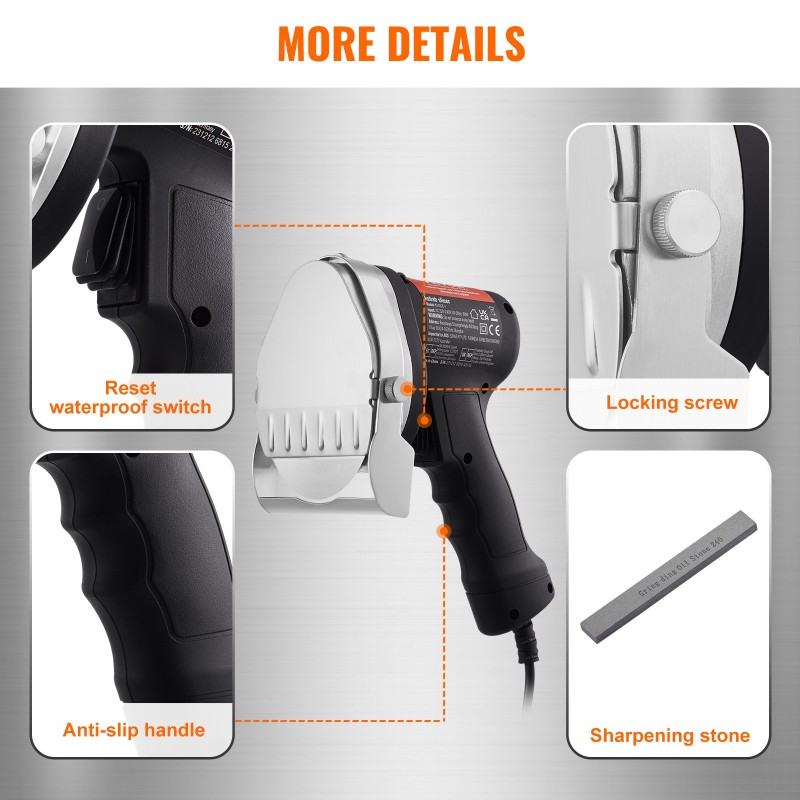 Sähkökäyttöinen kebableikkuri 80 watin 100 millimetrin terä kaksi terää säädettävä paksuus