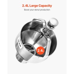 Manuaalinen donitsitaikina-annostelija ruostumaton teräs 2,4 l säiliö kuusi säädettävää paksuutta jalustalla