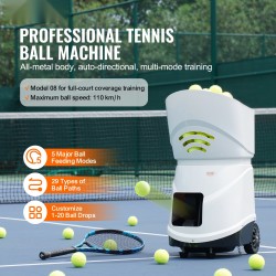 Tennispallokone 150 palloa 5 moottoria ladattava akku sovellusohjaus 125 km/h