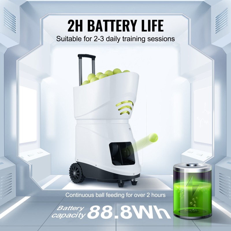 Tennispallokone 150 palloa 5 moottoria ladattava akku sovellusohjaus 125 km/h