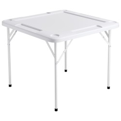 Taitettava neliöpelipöytä 900x900 mm muovipöytälevy 4 pelaajalle mukitelineillä pelimerkkikupeilla ja dominoilla