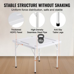 Taitettava neljän pelaajan pelipöytä vihreällä HDPE-paneelilla teräsrungolla 4 mukitelinettä