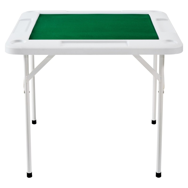 Taitettava neljän pelaajan pelipöytä vihreällä HDPE-paneelilla teräsrungolla 4 mukitelinettä