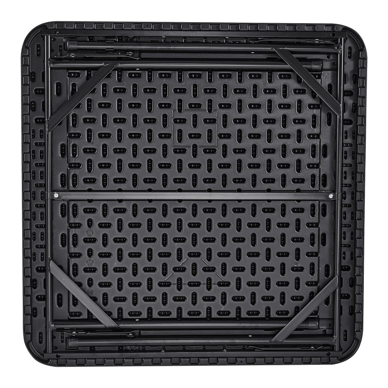 Taittuva neliöpelipöytä 4 pelaajalle 4 mukitelinettä 4 lokeroa musta