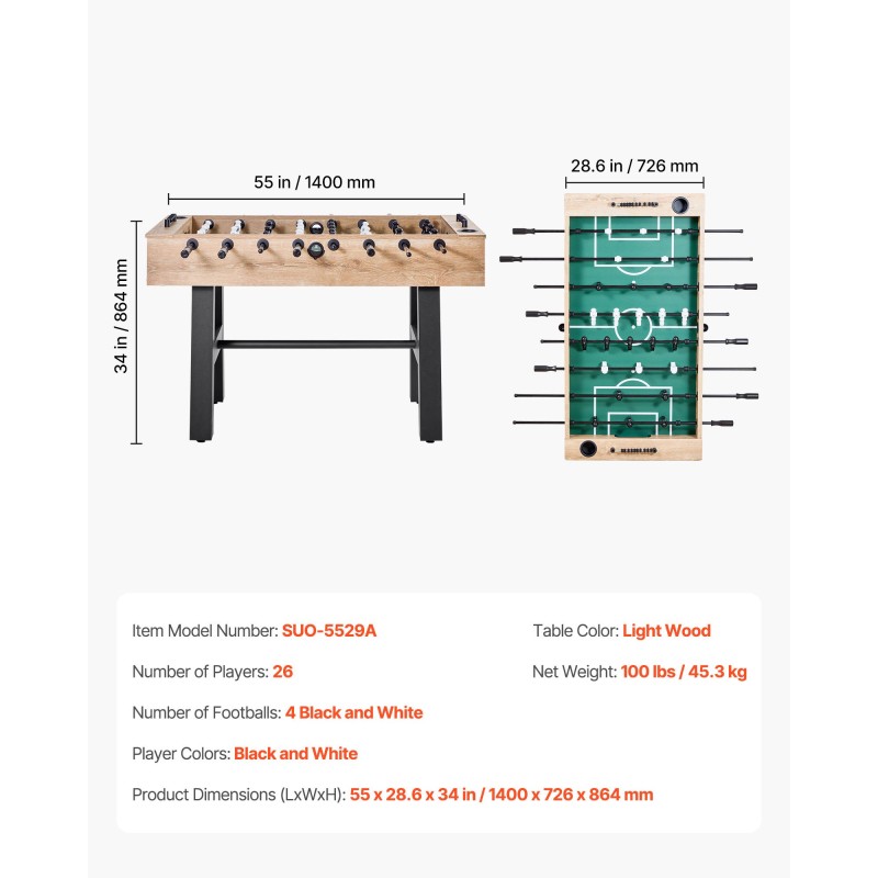 Pöytäjalkapallopöytä 140 cm täysikokoinen sisäkäyttöön kestävä rakenne sisältää 4 palloa