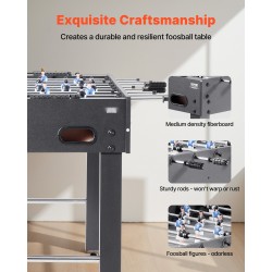 Pöytäjalkapallopöytä 121 cm täysikokoinen sisäkäyttöön vakaa rakenne sisältää 2 palloa tuloslaskurin