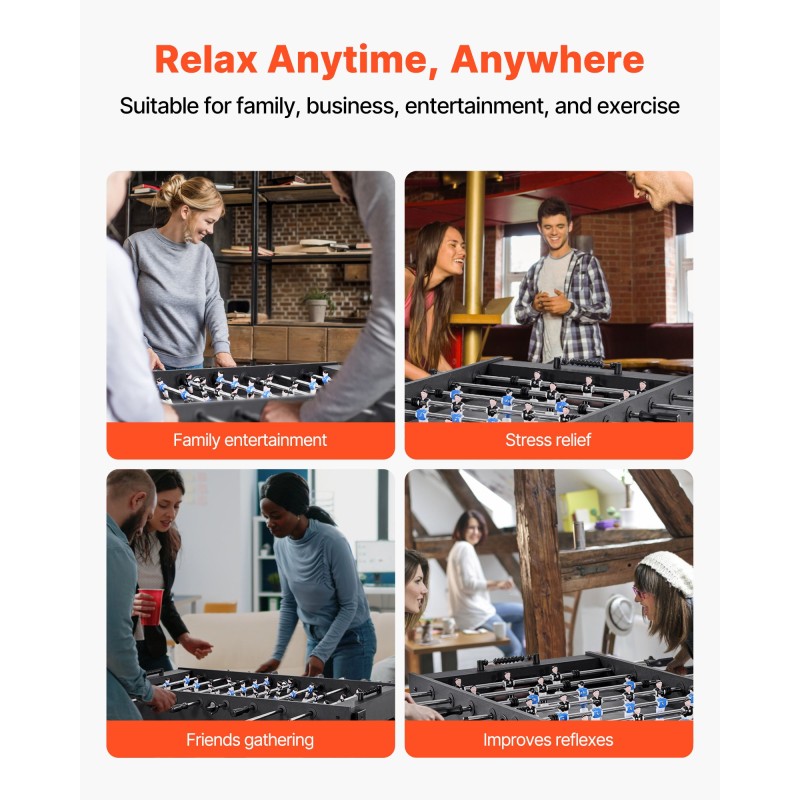 Pöytäjalkapallo täysikokoinen 137 cm sisäkäyttöön 2–4 pelaajalle mukana 4 palloa