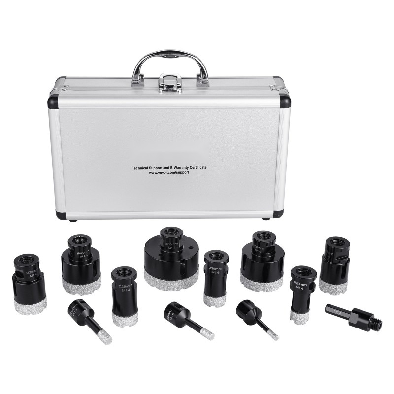 Timanttinen reikäsahasarja 11-osainen 6–65 mm M14-liittimellä kuiva ja märkäporaus