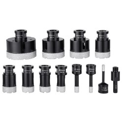 Timanttinen reikäsahasarja 11-osainen 6–65 mm M14-liittimellä kuiva ja märkäporaus