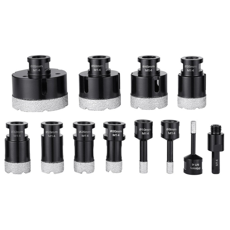 Timanttinen reikäsahasarja 11-osainen 6–65 mm M14-liittimellä kuiva ja märkäporaus