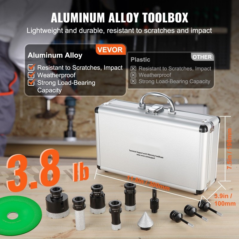 Timanttiporalaikkasarja timanttipäällysteinen 7 kpl 6–50 millimetriä laatoille keramiikalle