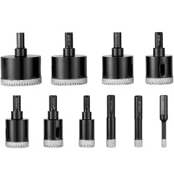 Timanttiporanteräsarja 10 kpl 6 50 mm timanttipinnoite kolmiomainen varsi säilytyslaatikolla