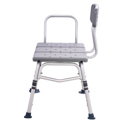 Kylpyammeen siirtopenkki alumiinirunko muovi-istuin säädettävä 455–570 mm 180 kg käännettävä selkänoja