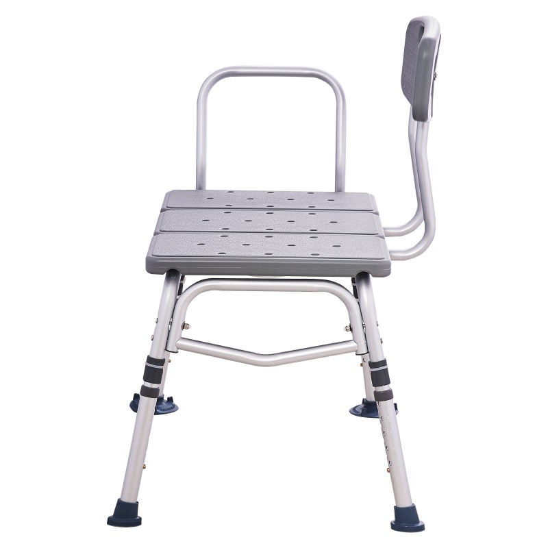 Kylpyammeen siirtopenkki alumiinirunko muovi-istuin säädettävä 455–570 mm 180 kg käännettävä selkänoja