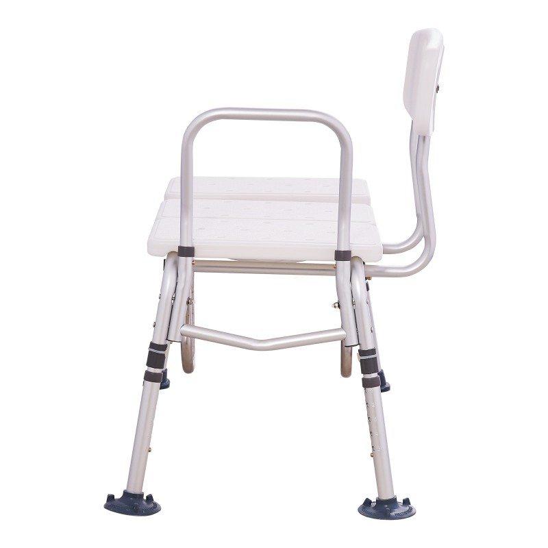 Ammeen siirtoistuin alumiinirunkoinen muovinen istuin 180 kg kantavuus käännettävä selkänoja U-muotoinen verhosuoja