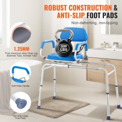 Siirtopenkki ammeeseen alumiinirunko pehmustettu 360 asteen kääntyvä istuin 150 kg kantavuus