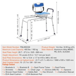Liukuva siirtymäpenkki kylpyammeeseen kolmesataakuusikymmentäasteinen kääntyvä istuin korkeussäädettävä alumiinirunko