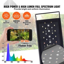 Akvaariovalo täyden spektrin 18W alumiiniseosrunko LCD-näytöllä ajastimella sopii 18–24 tuuman makeanveden akvaarioihin