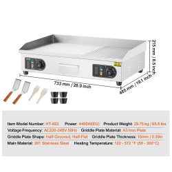 Sähköinen parilalevy 10 mm A3-rautalevy 4400 W ruostumaton teräs kotikeittiöön ja ravintolaan