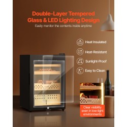 Sähkökäyttöinen sikarikaappi 60L 350 sikaria kompressorijäähdytys lämpötila ja kosteudensäädöllä espanjanseetriset hyllyt