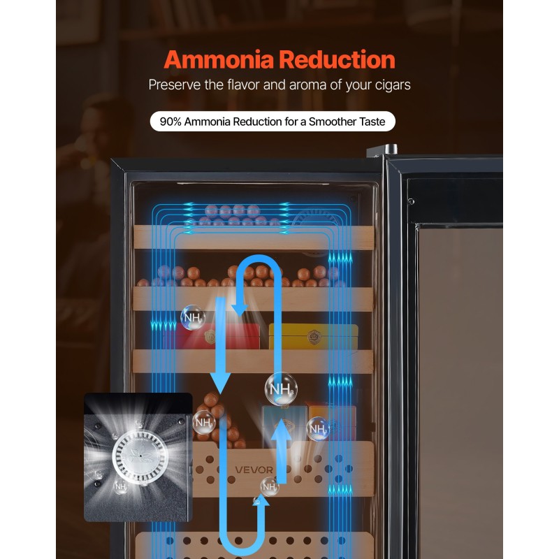 Sähköinen sikarihumidor 70 l 400 sikaria lämpö ja kosteudensäätö setripuun hyllyt