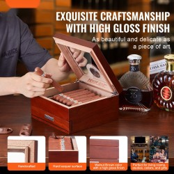 Pöytähumidor espanjanseetripuusta lasikannella 20–35 sikaria kostutin hygrometri jakaja tarvikelaatikko