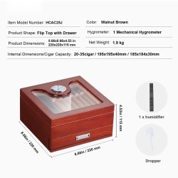Pöytähumidor espanjanseetripuusta lasikannella 20–35 sikaria kostutin hygrometri jakaja tarvikelaatikko