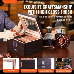 Sikarilaatikko käsintehty setripuusta lasikannella 30–50 sikaria kostutin ja hygrometri