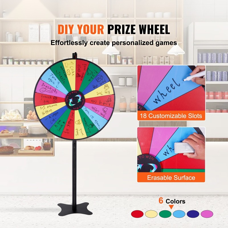 Onnenpyörä 36 tuumaa 18 sektoria kuivapyyhittävä pinta kaksi tussia pöytä tai lattia