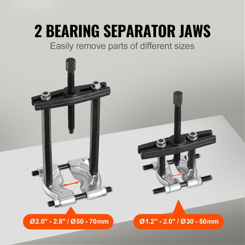 14-osainen laakerinulosvetosarja lämpökäsitelty 45-teräs 5t vetokyky jakajaleuat 5,1cm ja 7,6cm