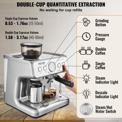 Espressokone kahvimyllyllä 30 asetusta 15 bar PID höyrysuutin 2,8 l vesisäiliö