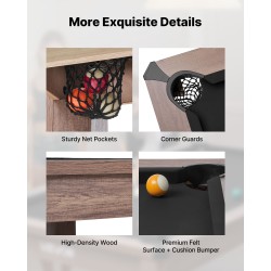 Biljardipöytä 214 cm kolmitoiminen pingis ja ruokapöytä 2 säilytyspenkkiä