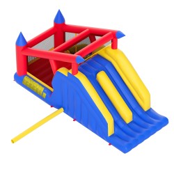 Puhallettava pomppulinna ulkokäyttöön 4650x2600x2350 mm 3–8-vuotiaille kahdella liukumäellä ja puhallin
