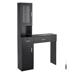 Seinälle asennettava mattamusta salonkikaluste yksi kaappi kolme lokeroa kaksi laatikkoa lukittava