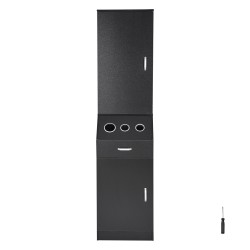 Kampaamon säilytyskaappi mattamusta MDF 44x40x180 cm 3 lämpöä kestävää holkkia