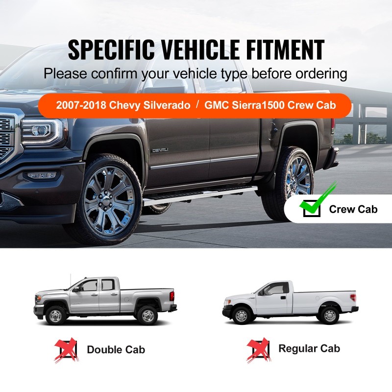 Astinlaudat 201-ruostumaton teräs 6 tuumaa 2 kpl sopii Silverado ja Sierra